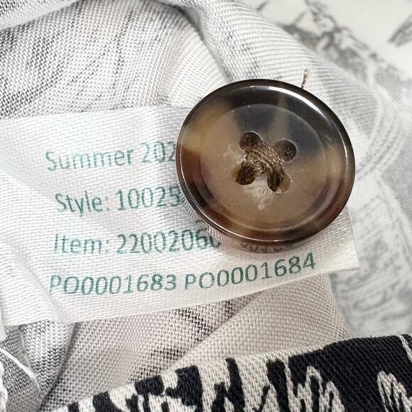 Marine Layer Camilla Dress Mini Button Front Lyocell Black White Foliage Small - Picture 7 of 14